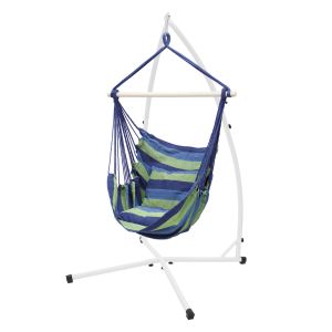 Silla colgante con armazón y cojín algodón azul/verde ecd geramny