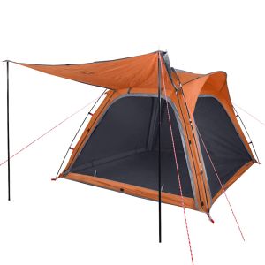 vidaXL tienda campaña 4 pers impermeable apertura rápida gris naranja