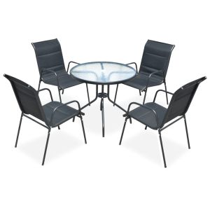 vidaXL juego de comedor de jardín 5 piezas de acero negro