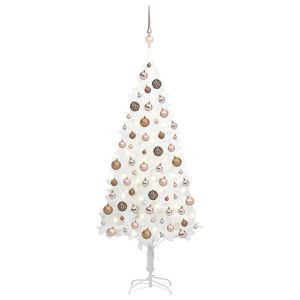 vidaXL árbol de navidad preiluminado con luces y bolas blanco 180 cm