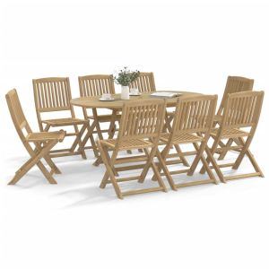 vidaXL juego de comedor de jardín 9 piezas madera maciza de acacia