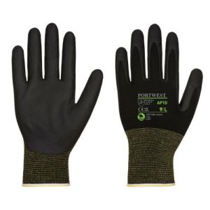 Guantes de tela de bambú y espuma de nitrilo - portwest - pack de 12 - negr