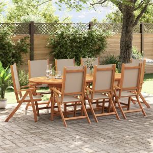 vidaXL juego comedor de jardín 9 pzas madera maciza acacia y textileno