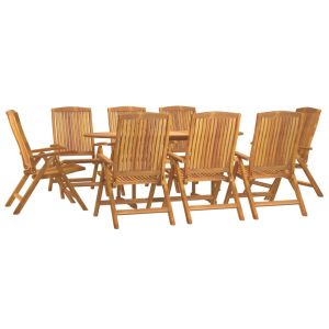 vidaXL juego de comedor para jardín 9 piezas madera maciza de teca