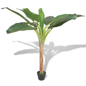 vidaXL árbol bananero artificial con macetero 150 cm verde