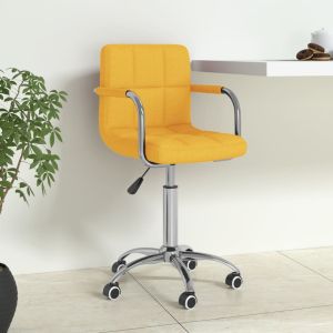 vidaXL silla de oficina giratoria de tela amarilla mostaza