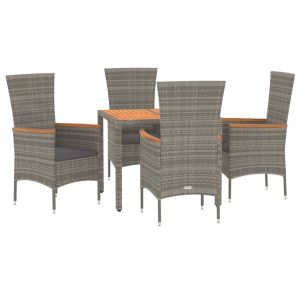 vidaXL set comedor de jardín 5 piezas con cojines ratán sintético gris