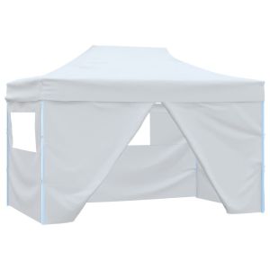 vidaXL carpa plegable profesional con 4 paredes acero blanco 3x4 m