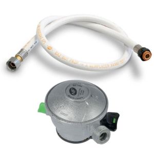 Pack manguera gas flexible 2 m + regulador clip butano válvula quick-on dia
