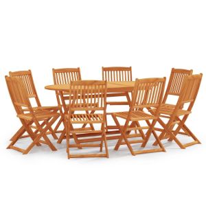 vidaXL set de comedor de jardín plegable 9 pzas madera eucalipto