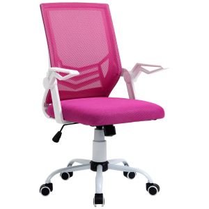 Silla de oficina espuma, nylon, pp, metal y malla color rosa 62.5x55x104 cm