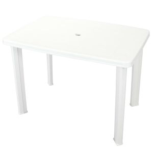 vidaXL mesa de jardín de plástico blanca 101x68x72 cm