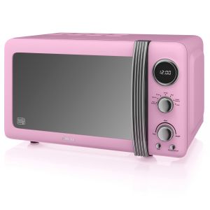 Retro microondas digital 20l, 5 niveles de po swan sm22030lpneu rosa 800w