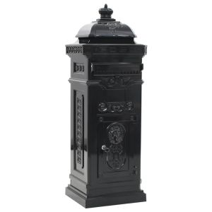 vidaXL buzón de columna de aluminio estilo vintage inoxidable negro