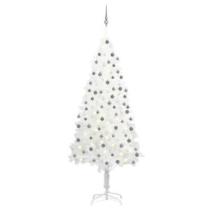 vidaXL árbol de navidad preiluminado con luces y bolas blanco 210 cm