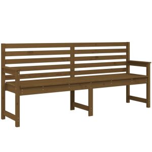 vidaXL banco de jardín madera maciza pino marrón miel 203,5x48x91,5 cm