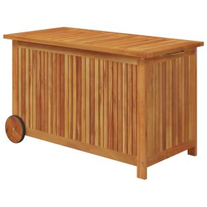 vidaXL caja de almacenaje de jardín ruedas acacia maciza 90x50x58 cm