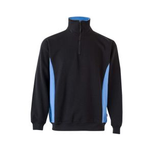 Sudadera bicolor cremallera m negro/celeste