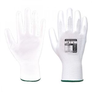 Guantes de trabajo anticorte pu - portwest - a129 - blanco - mano - unisex