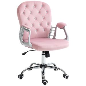 Silla de escritorio terciopelo, espuma color rosa 59.5x60.5x103 cm vinsetto