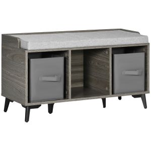 Banco zapatero melamina de madera, espuma, poliéster color gris 90x34x48 cm