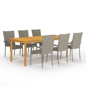 vidaXL juego de comedor para jardín de 7 piezas gris