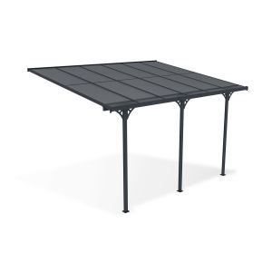 Pergola/cochera adosada kleo 400l300 aluminio gris