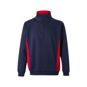 Sudadera bicolor cremallera s azul navy/rojo