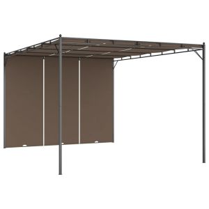 vidaXL cenador de jardín con cortina lateral gris taupe 4x3x2,25 m