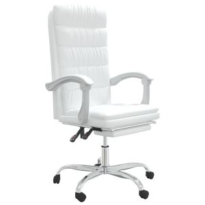 vidaXL silla de oficina reclinable cuero sintético blanco