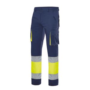 Velilla pantalon 100% algodon av xl azul navy/amarillo fluor