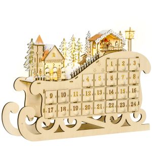 Calendario de adviento de navidad mdf color marrón 45x10x31 cm Homcom