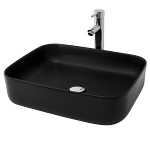 Lavabo con desagüe 51x40,5x13,5cm cerámica negra