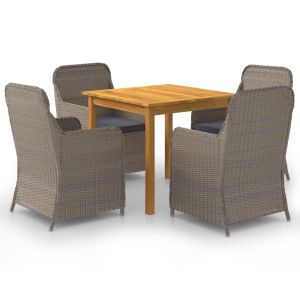 vidaXL juego de comedor para jardín 5 piezas marrón