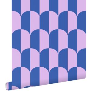 Estahome papel pintado arte deco morado lila y azul real - 50 x 900 cm