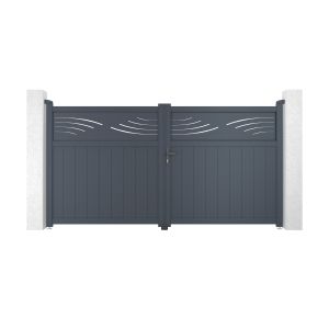 Pack puerta abatible halti 300b160 + 2 postes a.190cm gris