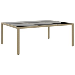 vidaXL mesa jardín vidrio templado ratán sintético beige 200x150x75 cm