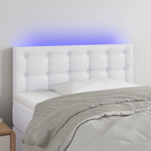 Cabecero con LED cuero sintético blanco 90x5x78/88 cm