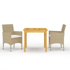 vidaXL juego de comedor de jardín de 3 piezas beige