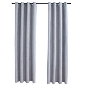 vidaXL cortinas opacas con anillas de metal 2 piezas gris 140x225 cm