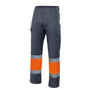 Velilla pantalon bicolor av l gris/naranja fluor