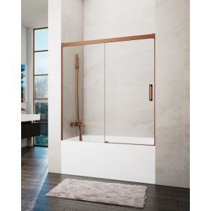 Mampara de bañera frontal + corredera basic 145-150cm transparente cobre