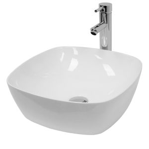 Lavabo sobre encimera - 405 x 405 x 140 mm blanco ecd germany