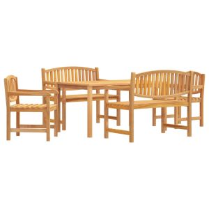 vidaXL juego de comedor para jardín 5 piezas madera maciza de teca