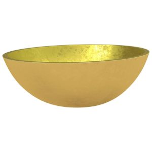 vidaXL lavabo de vidrio dorado 50x37x14 cm