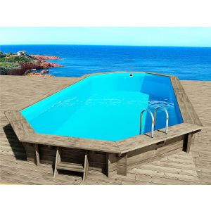 Piscina de madera "cancún" - 6,53 x 4,41 x 1,45 m + bomba de calor reversib