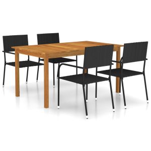 vidaXL juego de comedor para jardín de 5 piezas negro