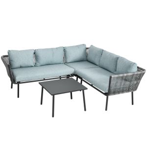 Muebles de ratán ratán pe, poliéster, espuma, aluminio gris 120x71x65 cm