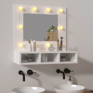 Mueble con espejo y luces LED blanco brillante 60x31,5x62 cm es1183