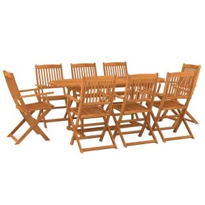 vidaXL set de comedor para jardín 9 piezas madera maciza de acacia